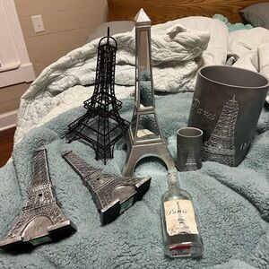 Eiffel Tower Decor Set - Silver & Black Accent Pieces